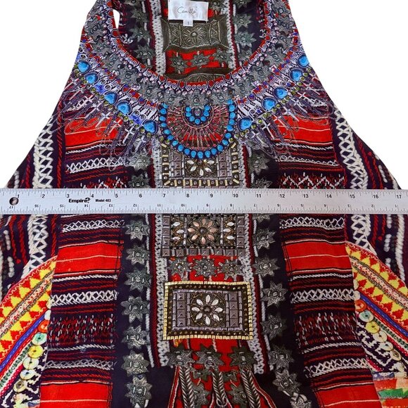 Camilla Dance Of The Dao Embellished Silk Racerback Mini Dress Boho Size 1 XS/S - Picture 14 of 15